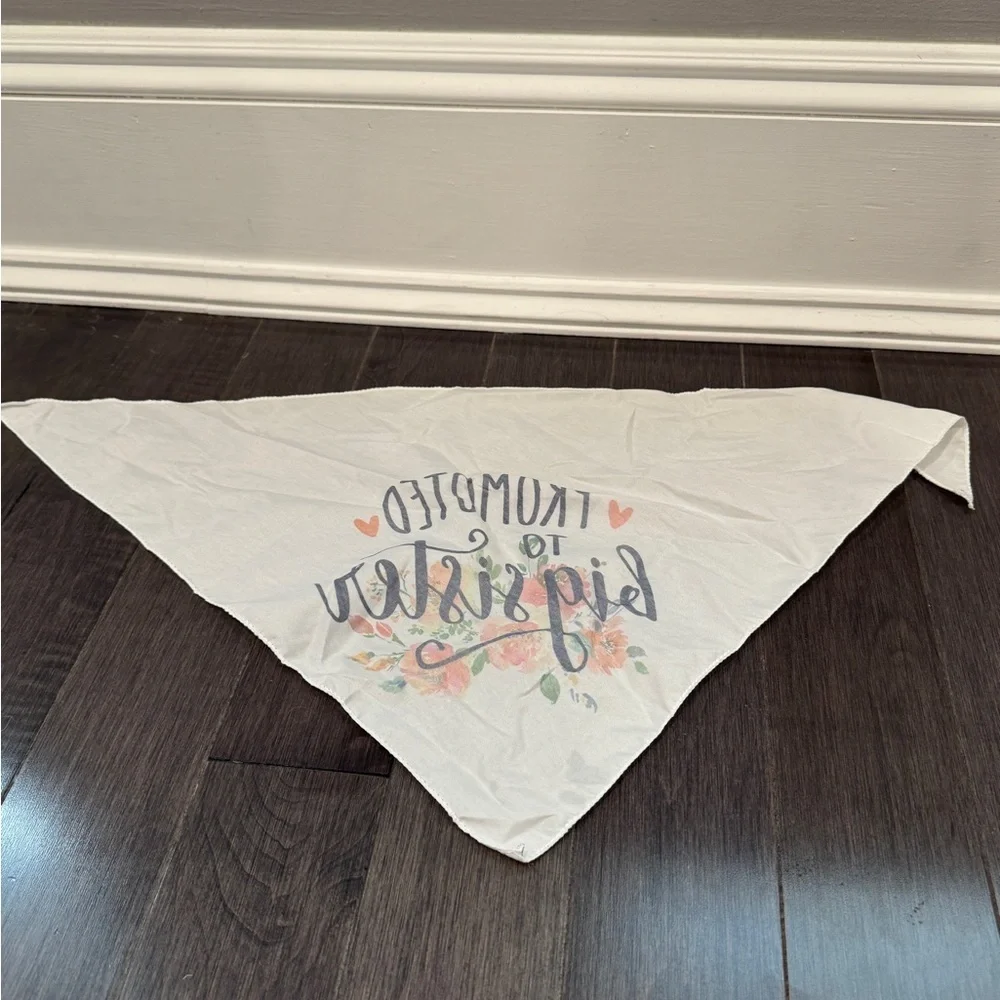 🎊HP🎉 NWOT White 'Promoted to Big Sister' Pet Dog Bandana- Medium/Large Dog